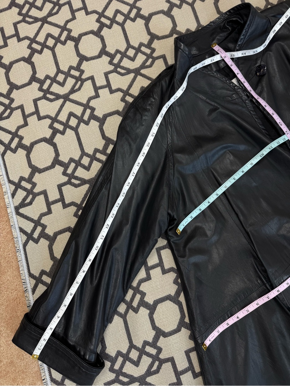 York Furrier Butter Soft Lambskin Leather Coat Black Oversized Y2K A Line Sz S - Picture 15 of 15
